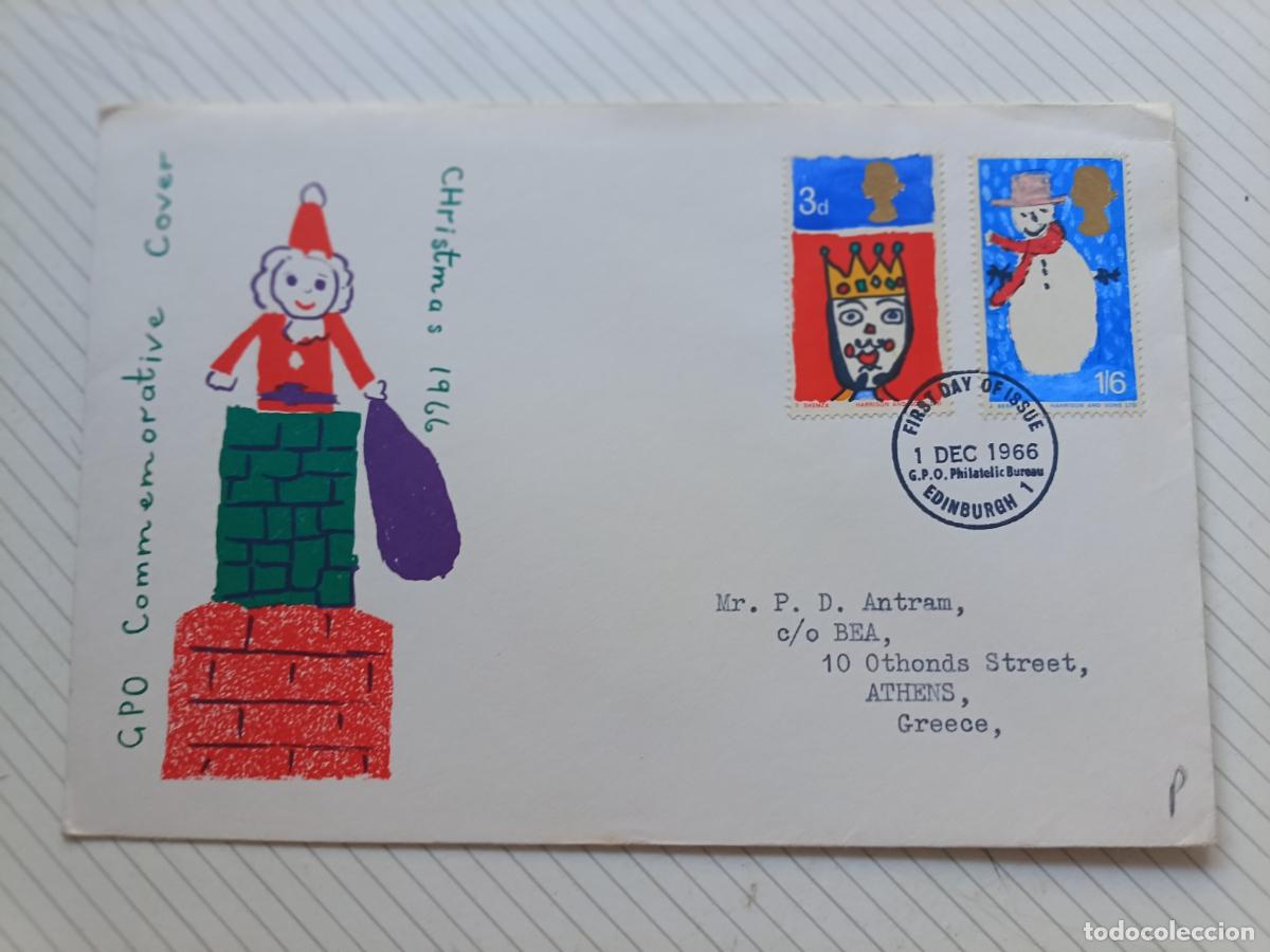 Sellos: Reino Unido. Navidad 1966. Sobre de primer d&iacute;a
