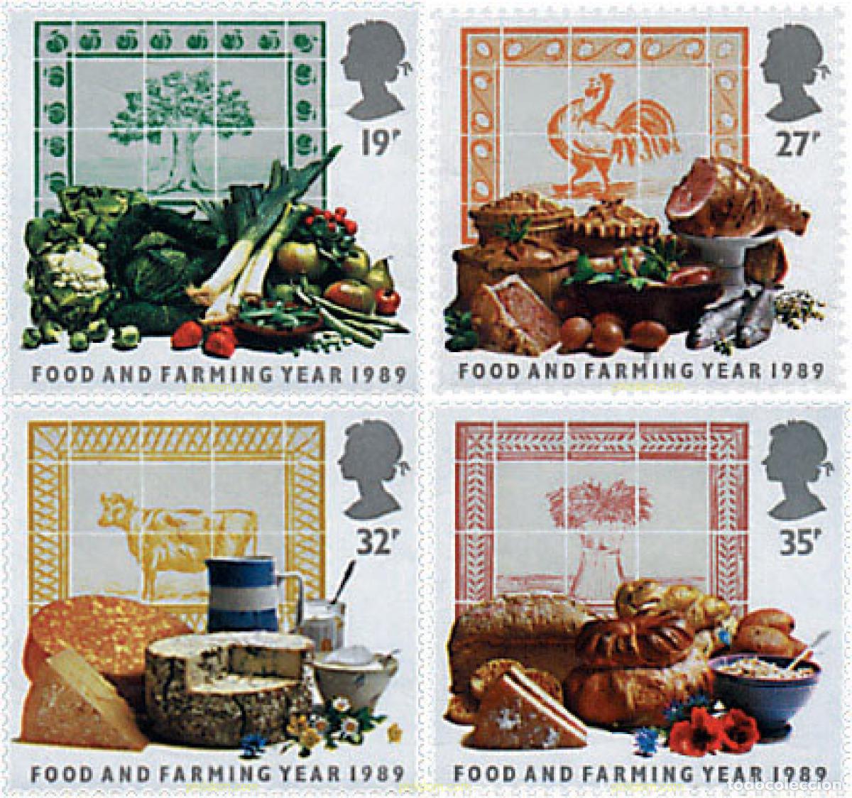 Sellos: 90606 MNH GRAN BRETA&Ntilde;A 1989 A&Ntilde;O DE LA NUTRICION Y DE PRODUCTOS DE GRANJA