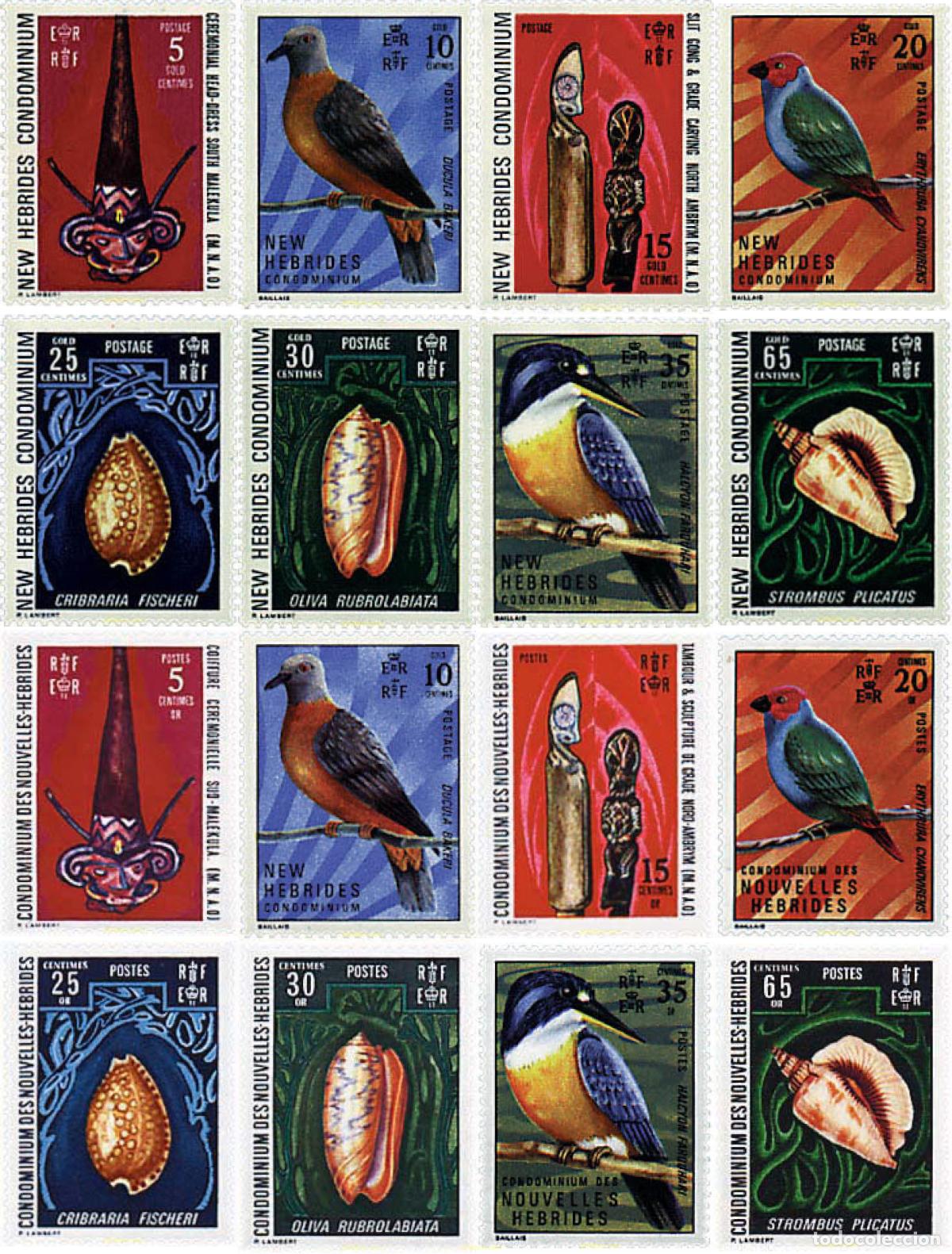 Sellos: 576325 MNH NUEVAS HEBRIDAS 1972 ARTE INDIGENA Y CONCHAS