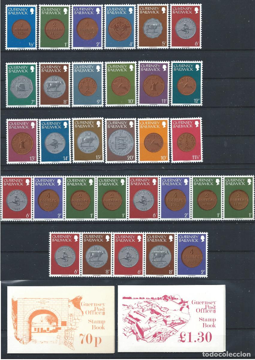 Sellos: Guernesey N&deg;168/83+194/95+169a+170a+C172+C180** (MNH) 1979/82 - Pi&egrave;ces de monnaie