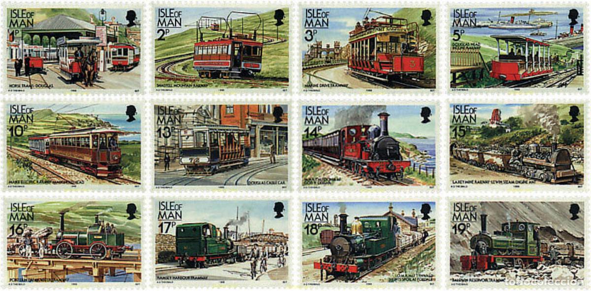 Sellos: 55896 MNH MAN 1988 TRENES Y TRANVIAS