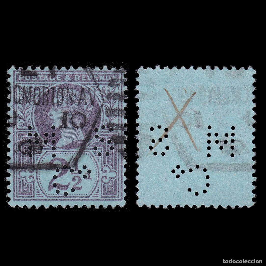 Sellos: G.B. 1887. PERFIN. MS C. 2 1/2 CANCEL. SCOTT 201 + GIFT