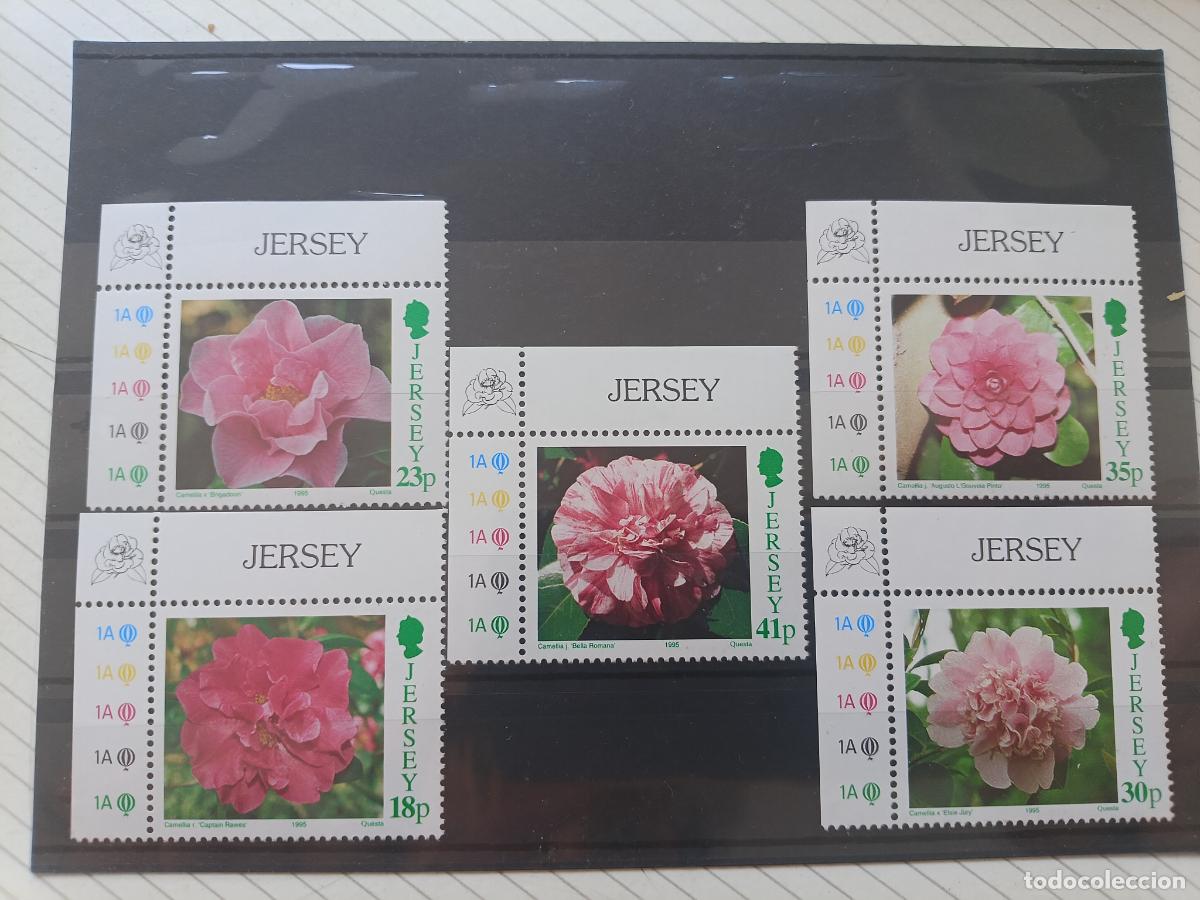 Sellos: Lote de sellos de Jersey, Reino Unido. Nuevos. Flores