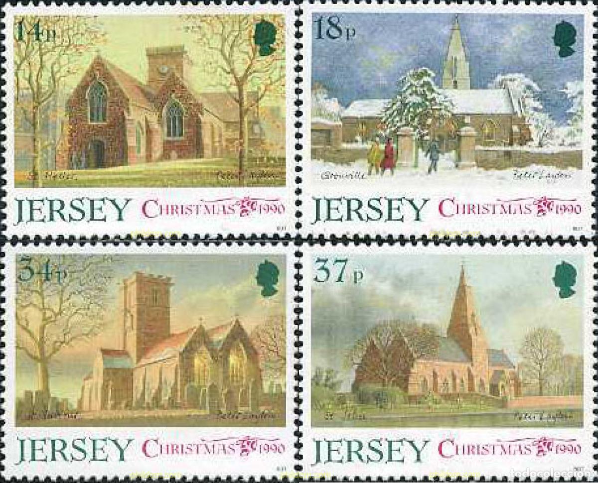 Stamps: 66597 MNH JERSEY 1990 NAVIDAD. IGLESIAS PARROQUIALES