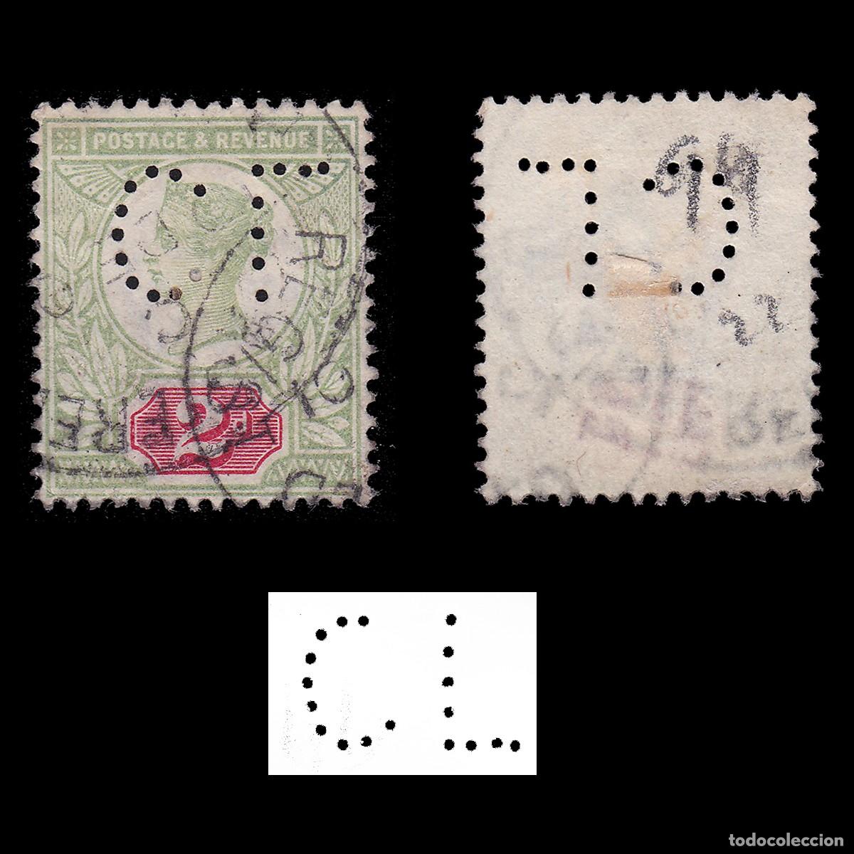 Sellos: G.B. 1887. PERFIN. CL 2d CANCEL. SG 200. + GIFT