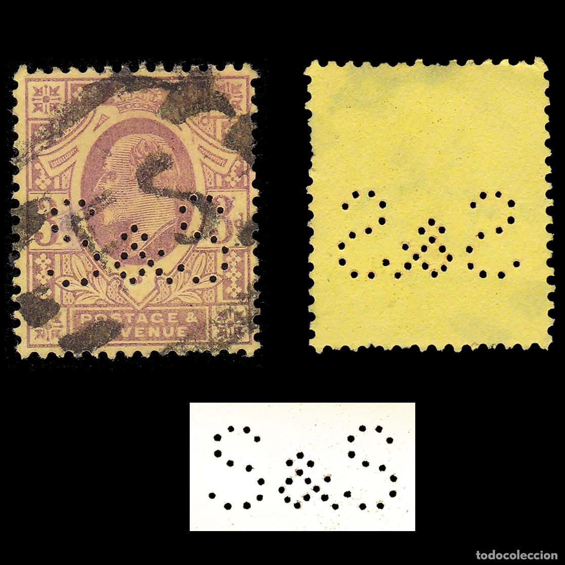 Sellos: G.B. 1902. PERFIN. S&S 3d USED. SG 233. + GIFT