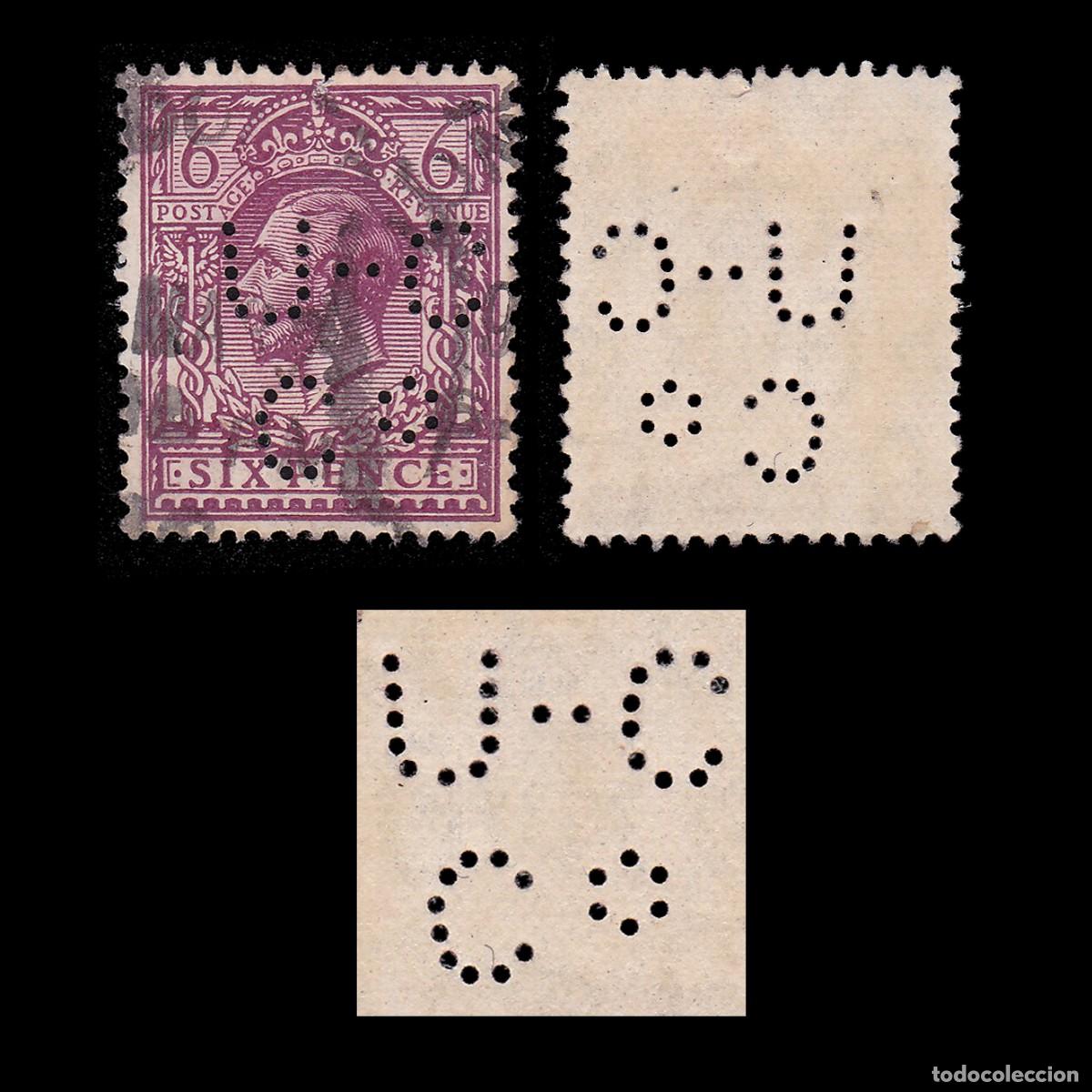Sellos: G.B. 1924. PERFIN. U-C C&ordm; 6d CANCEL. SG 426a. + GIFT