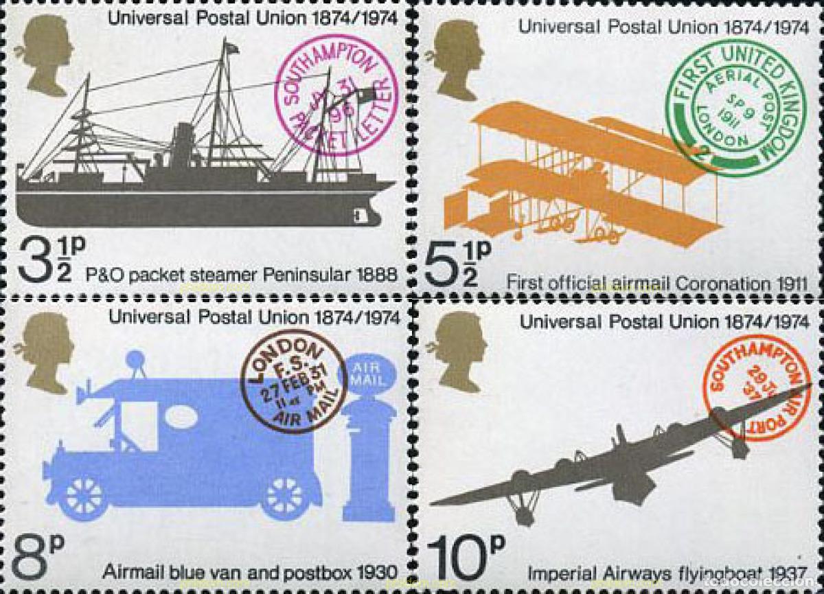 Sellos: 90516 MNH GRAN BRETA&Ntilde;A 1974 CENTENARIO DE LA UNION POSTAL UNIVERSAL