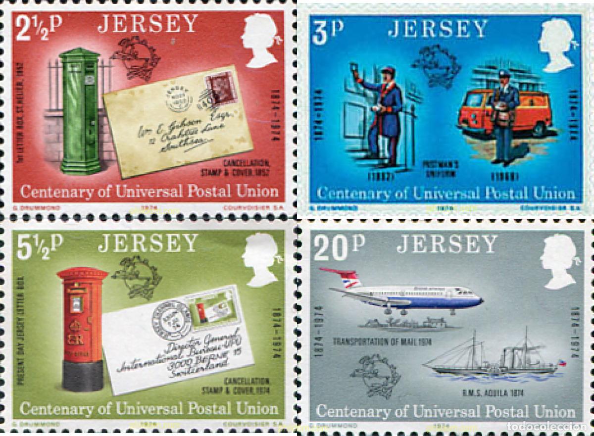 Sellos: 46021 MNH JERSEY 1974 CENTENARIO DE LA UNION POSTAL UNIVERSAL