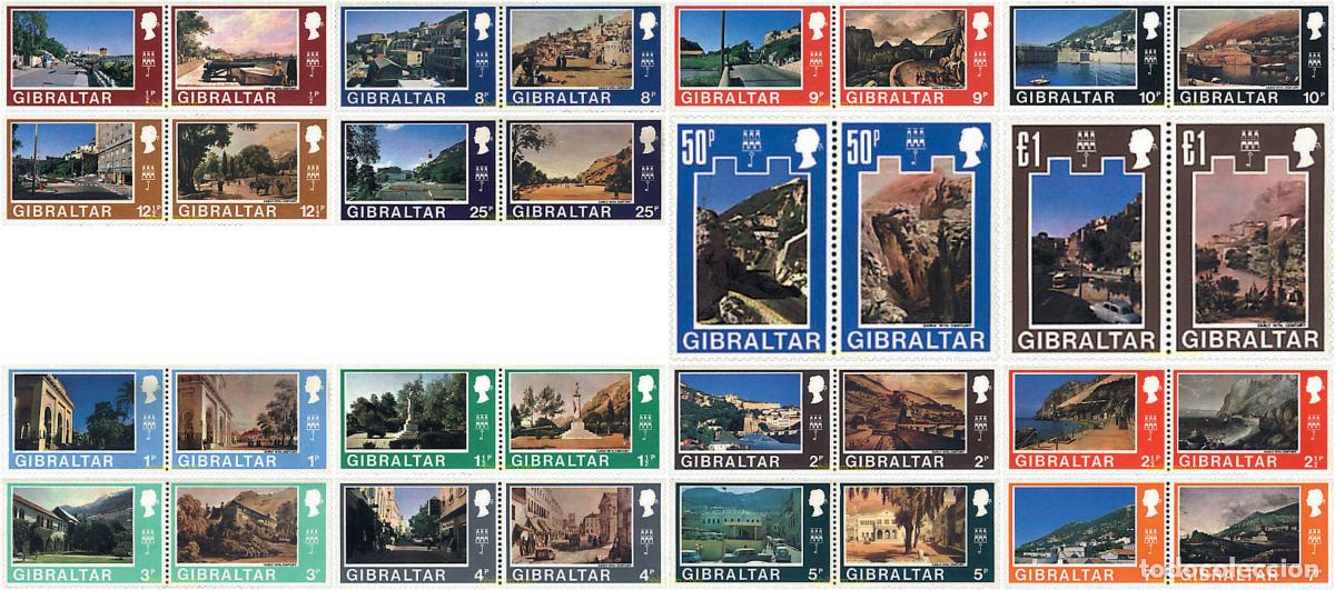 Sellos: 5572 MNH GIBRALTAR 1971 VISTAS DE GIBRALTAR EN EL SIGLO XIX Y XX