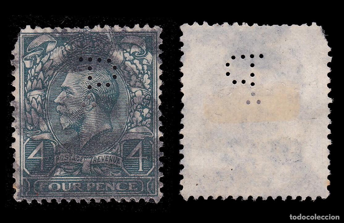 Sellos: G.B. 1913. PERFIN. P 4d. CANCEL. SG 378. + GIFT