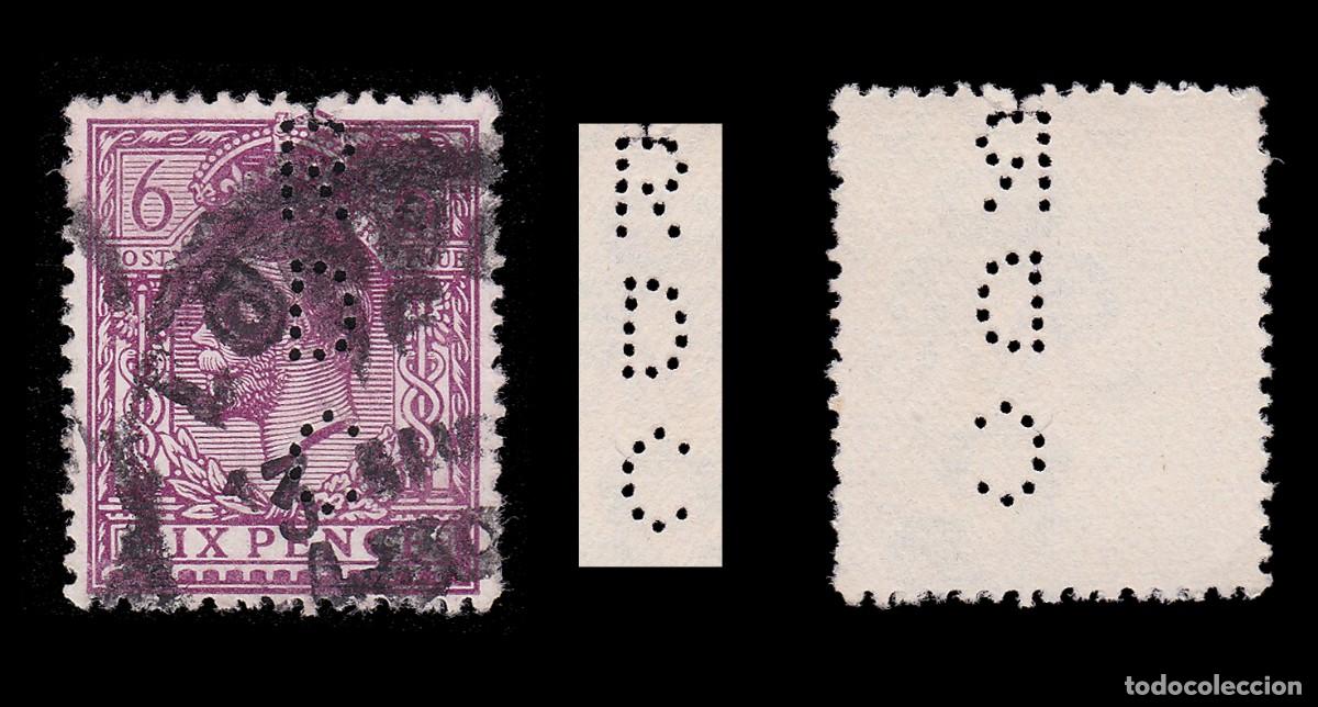 Sellos: G.B. 1913. PERFIN. R D C 6d. CANCEL. SG 384 + GIFT