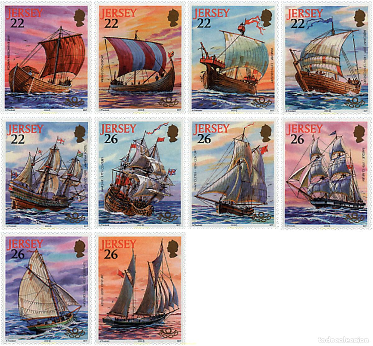 Sellos: 56197 MNH JERSEY 2000 VELEROS