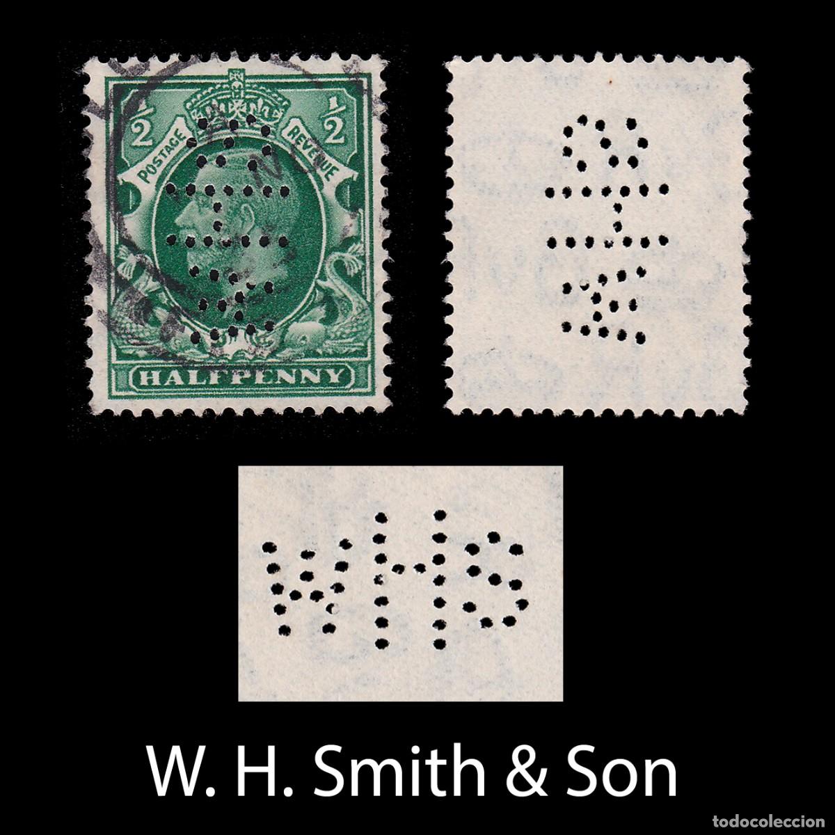 Sellos: G.B. 1934. PERFIN. WHS 1/2d. CANCEL. SG 439 + GIFT