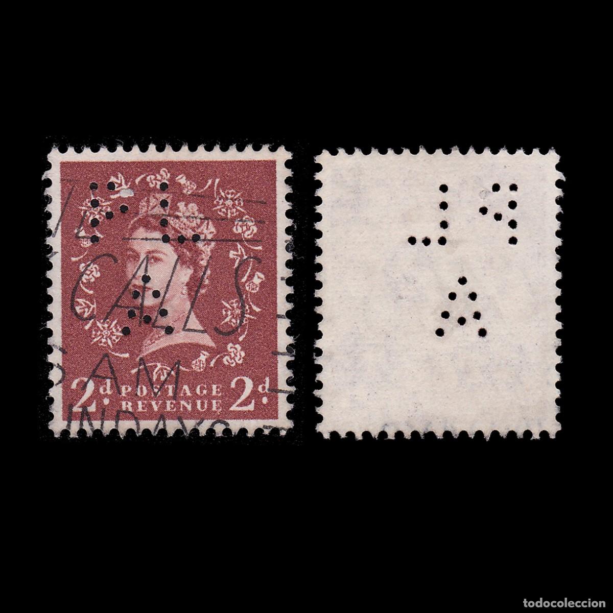 Sellos: G.B. 1951. PERFIN. PL A 2p. CANCEL. Scott 295 + GIFT