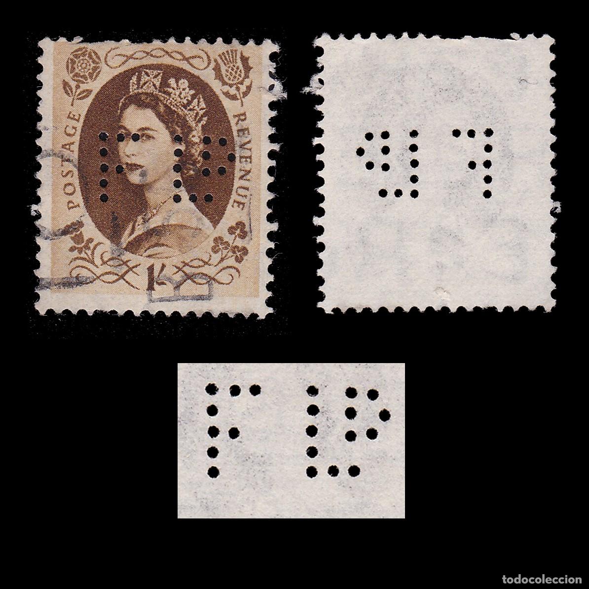Sellos: G.B. 1951. PERFIN. F LD 1s. CANCEL. Scott 306 + GIFT