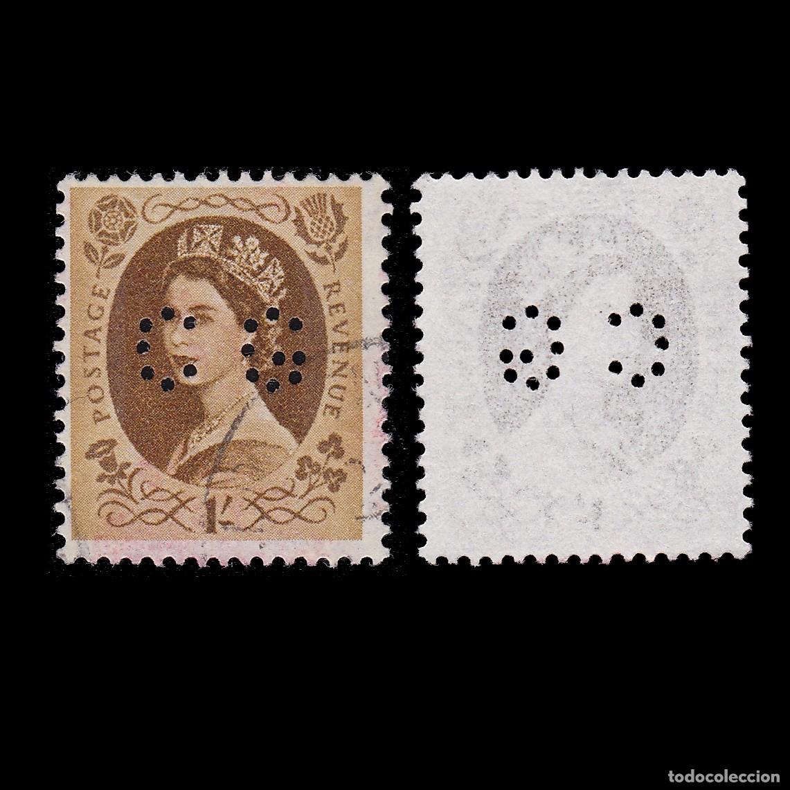 Sellos: G.B. 1951. PERFIN. C G 1s. CANCEL. Scott 306 + GIFT