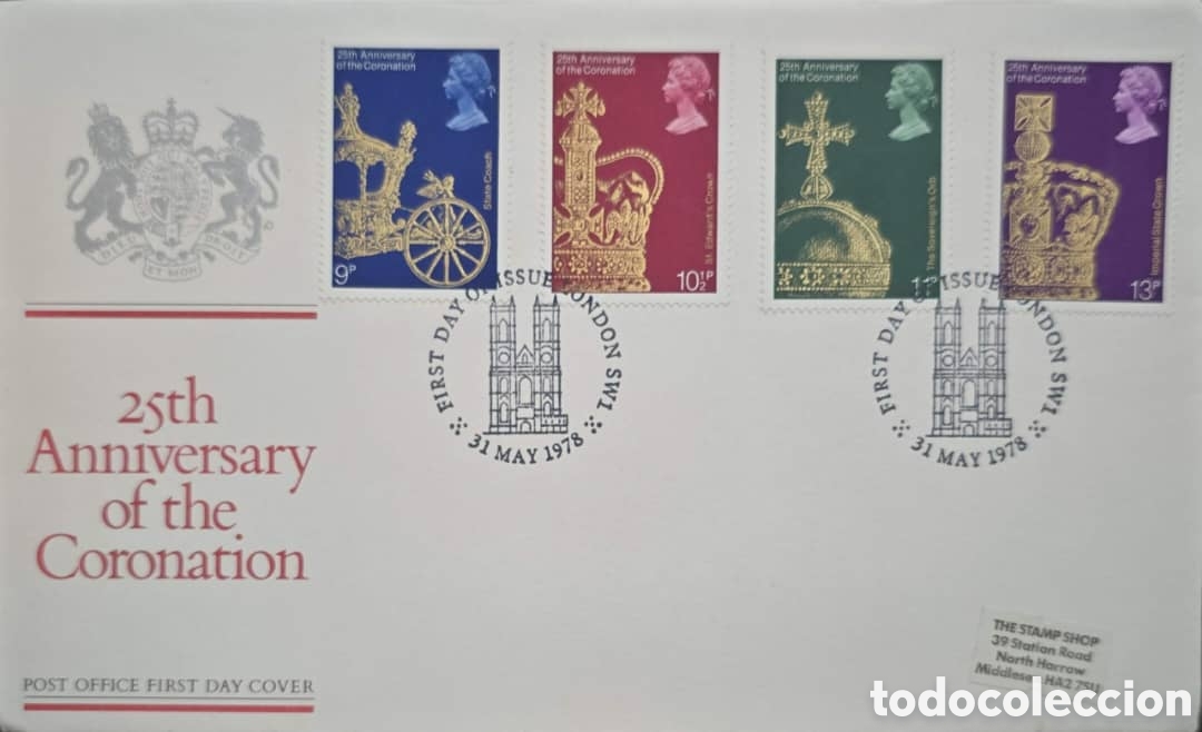 Sellos: CA)United Kingdom / Great Britain.PostmarksPost Office First Day Cover (FDC) 31 May 1978.25th Annive
