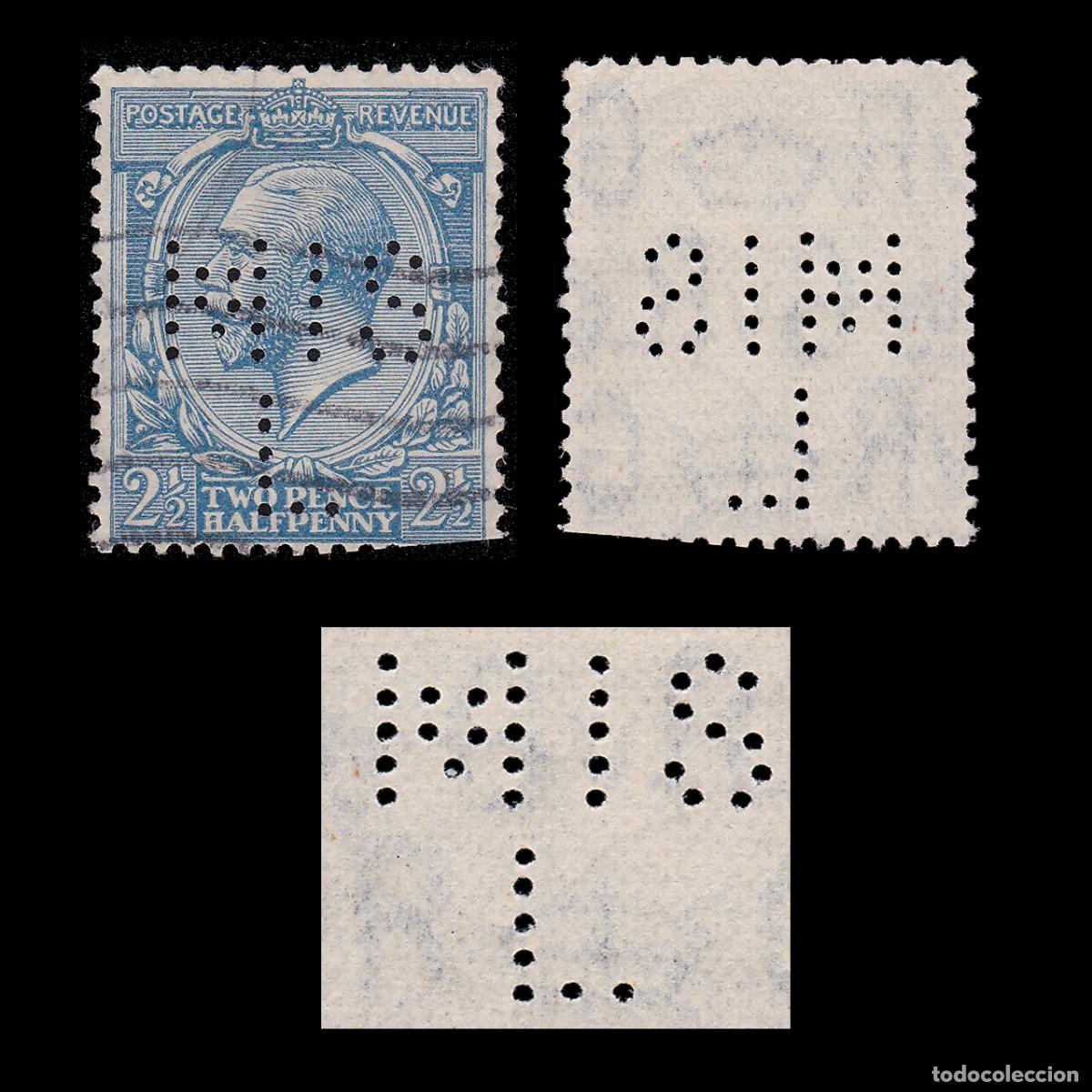 Sellos: G.B. 1924. PERFIN MIS L 2 &frac12; d. CANCEL. SG 422 + GIFT