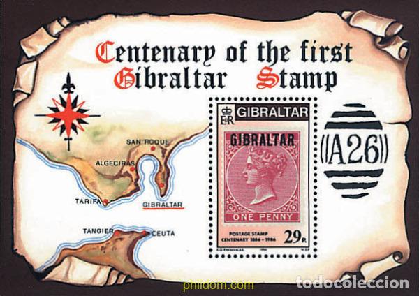 Sellos: 84252 MNH GIBRALTAR 1986 CENTENARIO DEL PRIMER SELLO DE GIBRALTAR