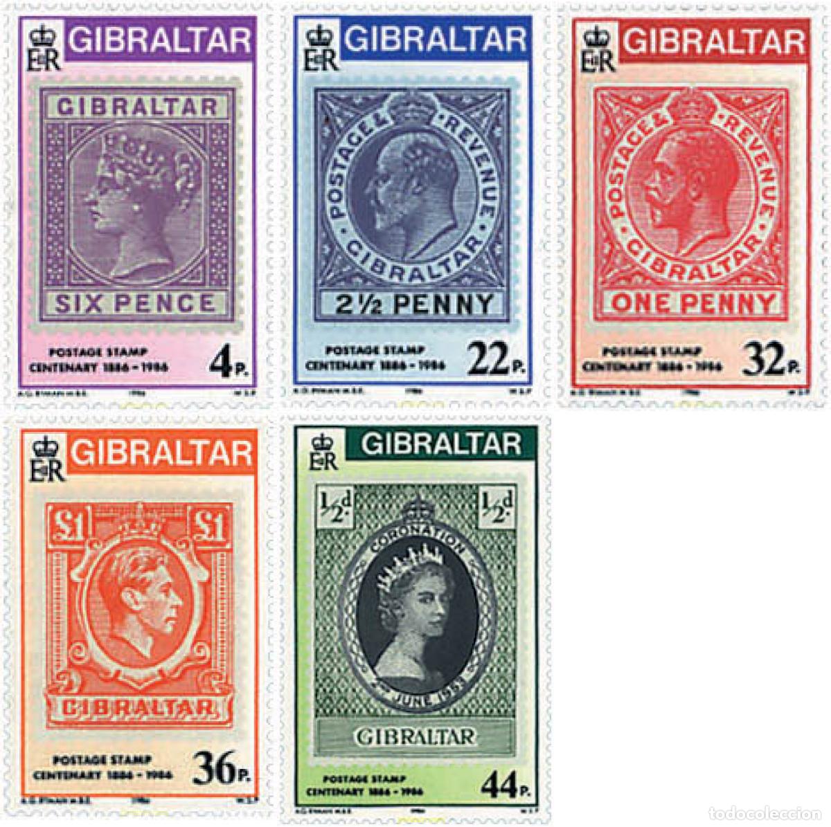 Sellos: 84251 MNH GIBRALTAR 1986 CENTENARIO DEL PRIMER SELLO DE GIBRALTAR