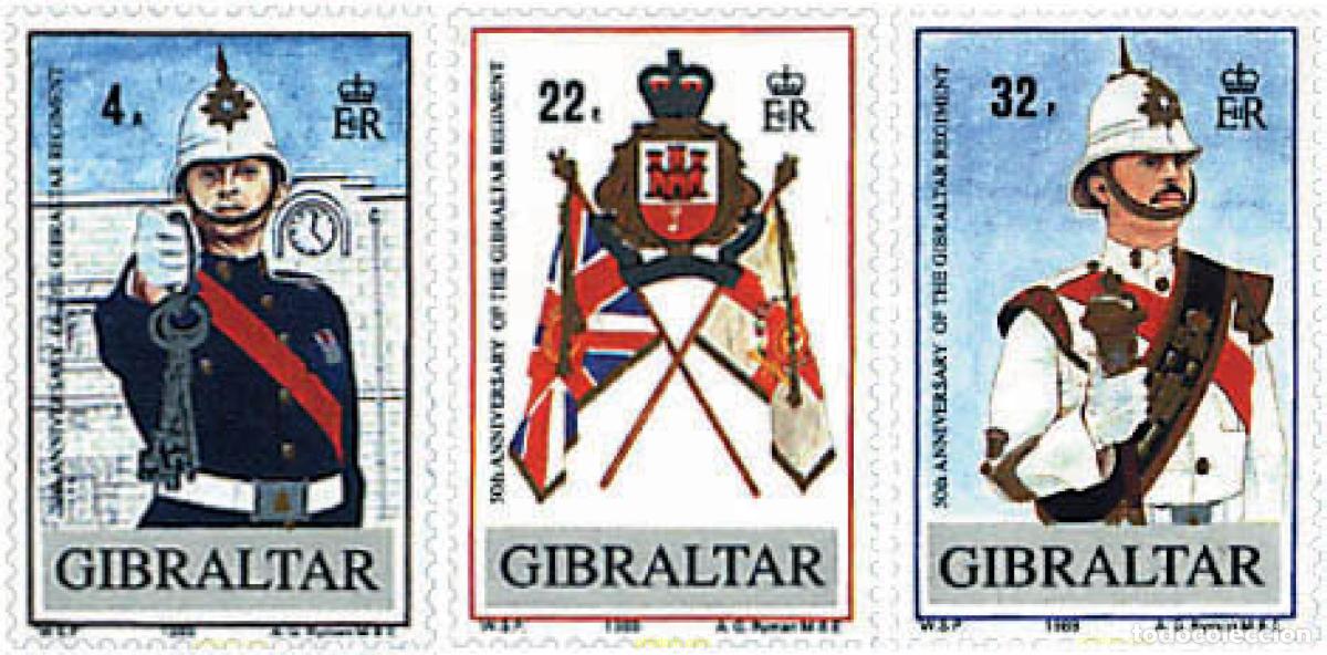 Sellos: 83446 MNH GIBRALTAR 1989 50 ANIVERSARIO DEL REGIMIENTO DE GIBRALTAR