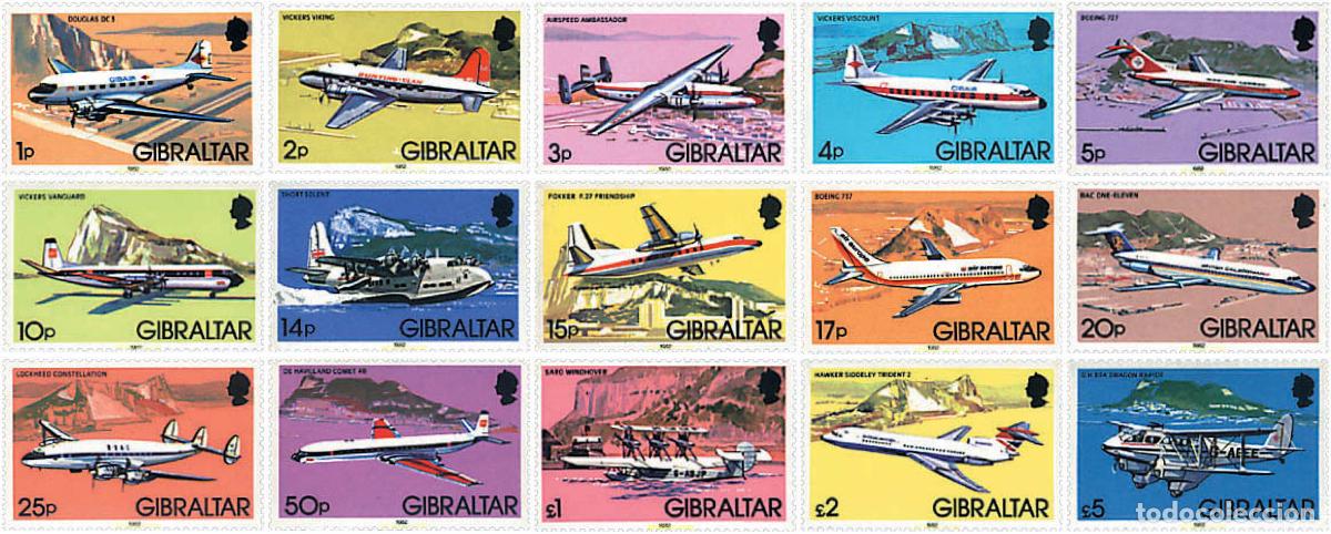 Sellos: 83418 MNH GIBRALTAR 1982 AVIONES E HIDROAVIONES