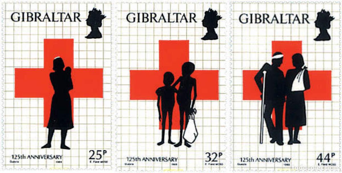 Sellos: 84262 MNH GIBRALTAR 1989 125 ANIVERSARIO DE LA CRUZ ROJA