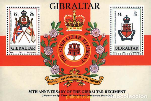 Sellos: 84261 MNH GIBRALTAR 1989 50 ANIVERSARIO DEL REGIMIENTO DE GIBRALTAR