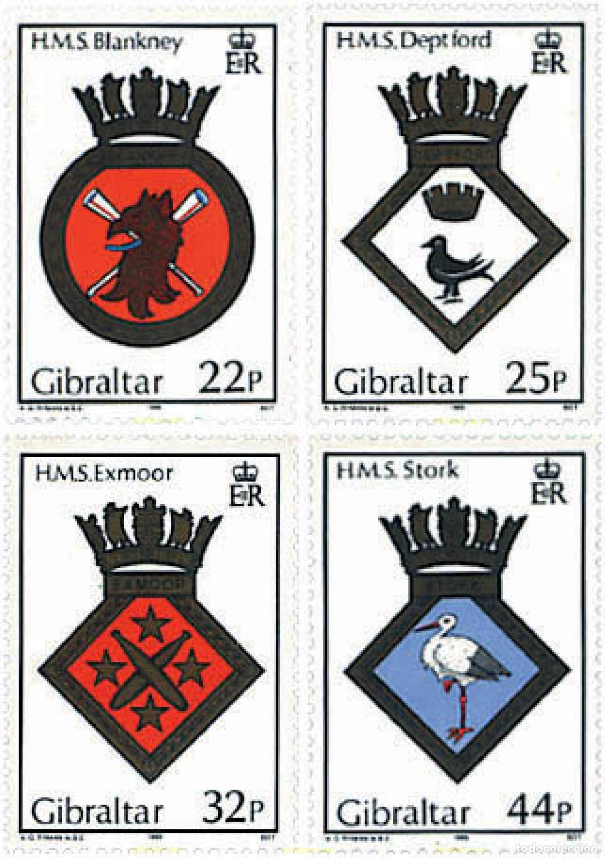 Sellos: 84263 MNH GIBRALTAR 1989 ESCUDOS DE LOS BARCOS DE LA ROYAL NAVY