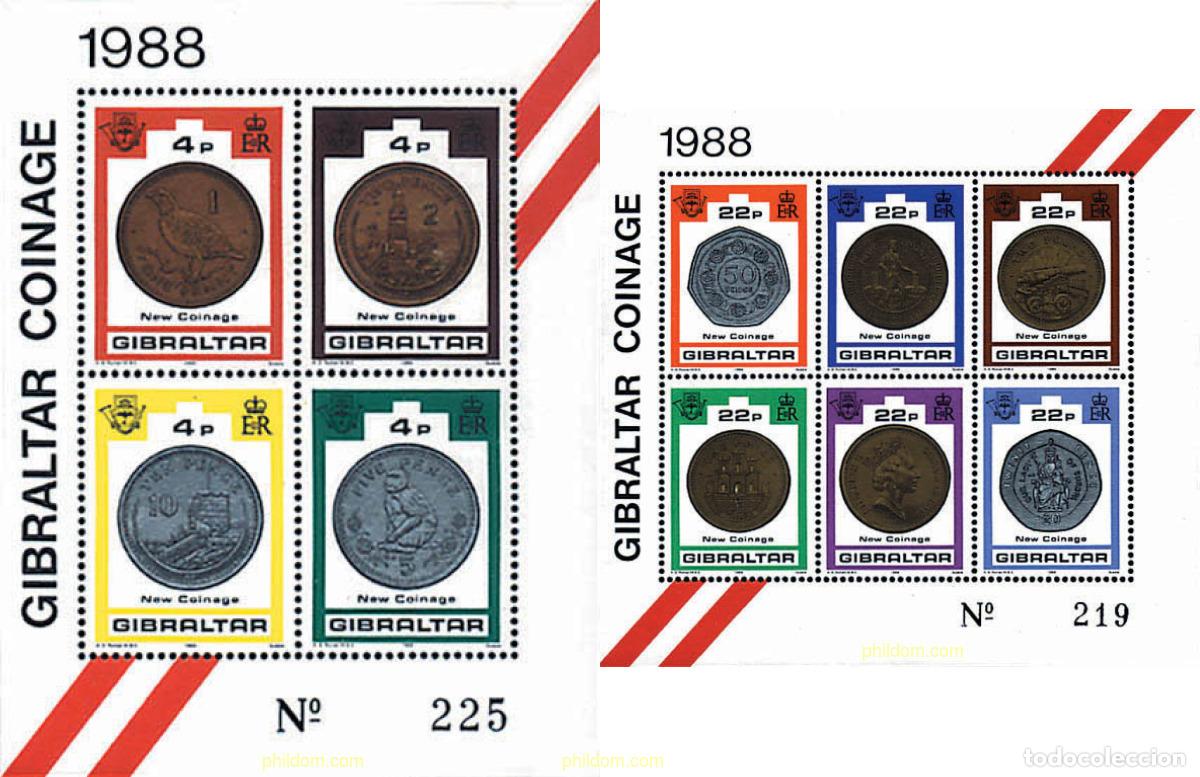 Sellos: 84264 MNH GIBRALTAR 1989 NUEVAS MONEDAS DE 1988
