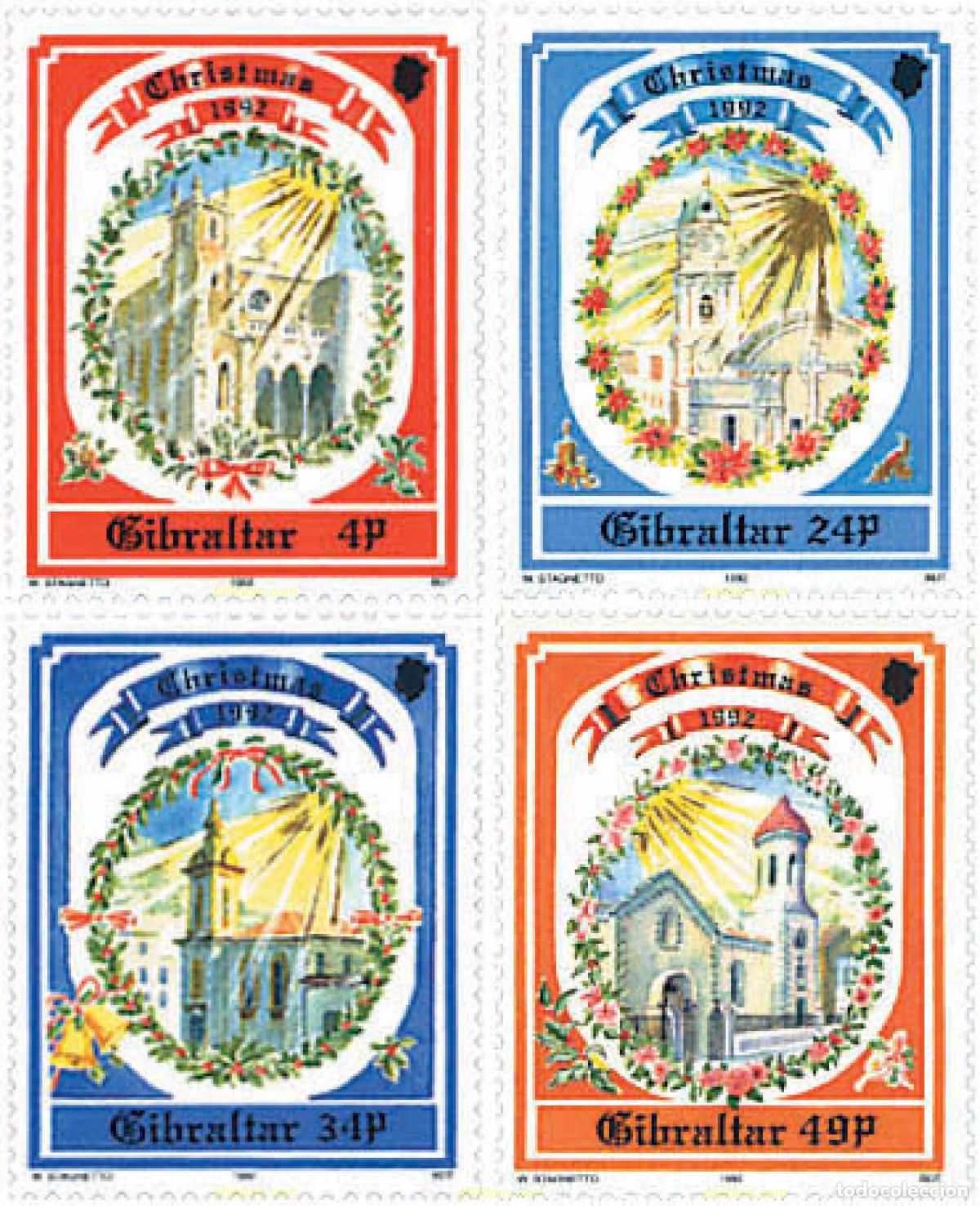 Sellos: 84273 MNH GIBRALTAR 1992 NAVIDAD. IGLESIAS DE GIBRALTAR