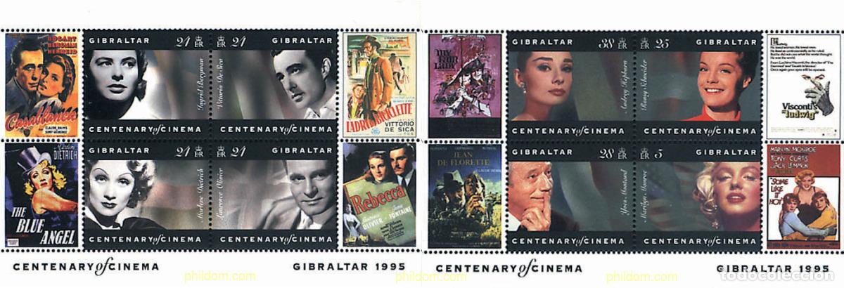 Sellos: 84296 MNH GIBRALTAR 1995 100 ANIVERSARIO DEL CINE