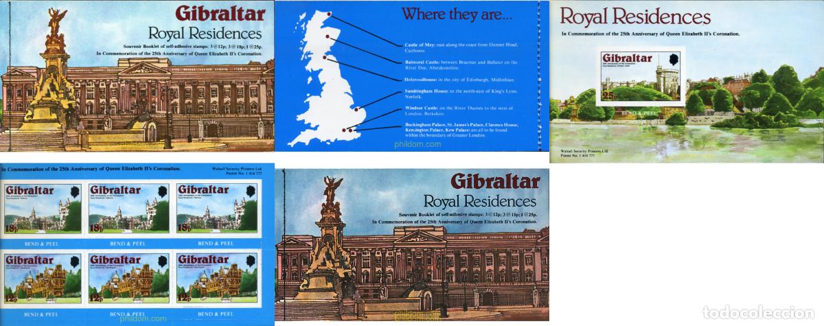 Sellos: 2327 MNH GIBRALTAR 1978 25 ANIVERSARIO DE LA CORONACION DE ISABEL II. RESIDENCIAS REALES