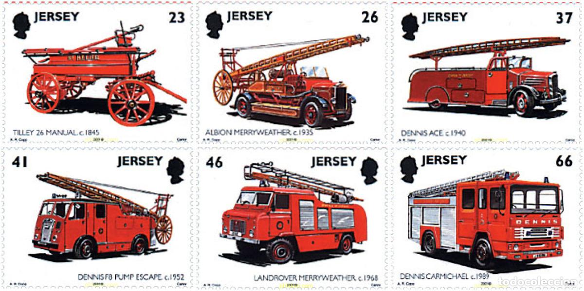 Sellos: 81233 MNH JERSEY 2001 CENTENARIO DEL CUERPO DE BOMBEROS DE JERSEY