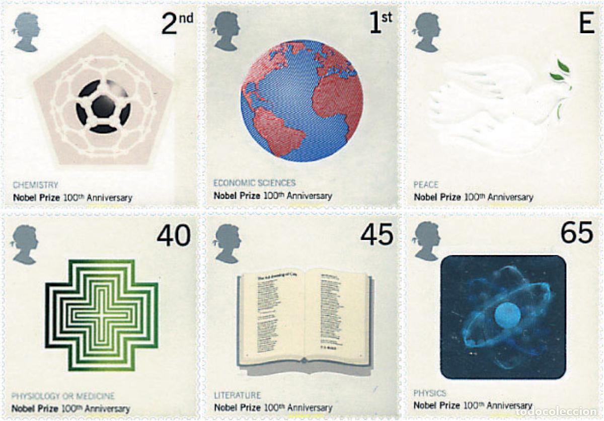 Sellos: 90784 MNH GRAN BRETA&Ntilde;A 2001 CENTENARIO DE LOS PREMIOS NOBEL
