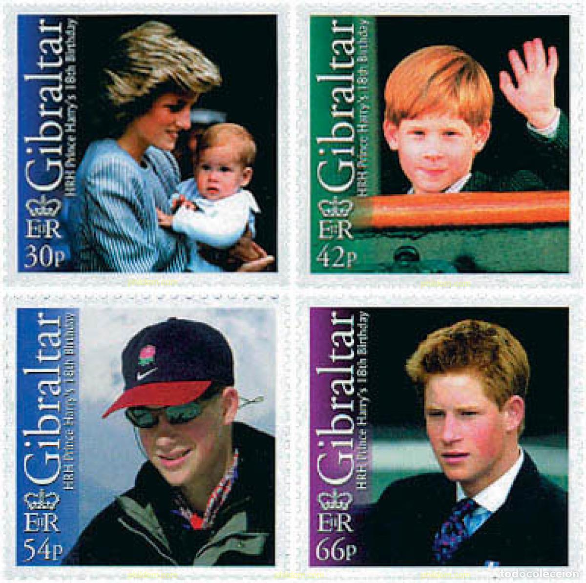 Sellos: 102520 MNH GIBRALTAR 2002 18 ANIVERSARIO DEL PRINCIPE HARRY
