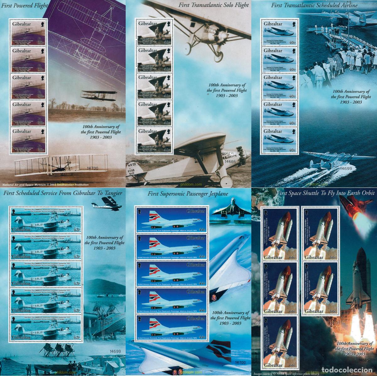 Sellos: 108259 MNH GIBRALTAR 2003 CENTENARIO DEL PRIMER VUELO MOTORIZADO