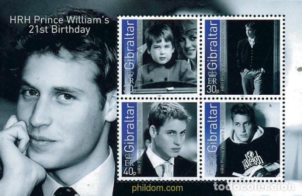 Sellos: 120718 MNH GIBRALTAR 2003 21 ANIVERSARIO DEL NACIMIENTO DEL PRINCIPE GUILLERMO