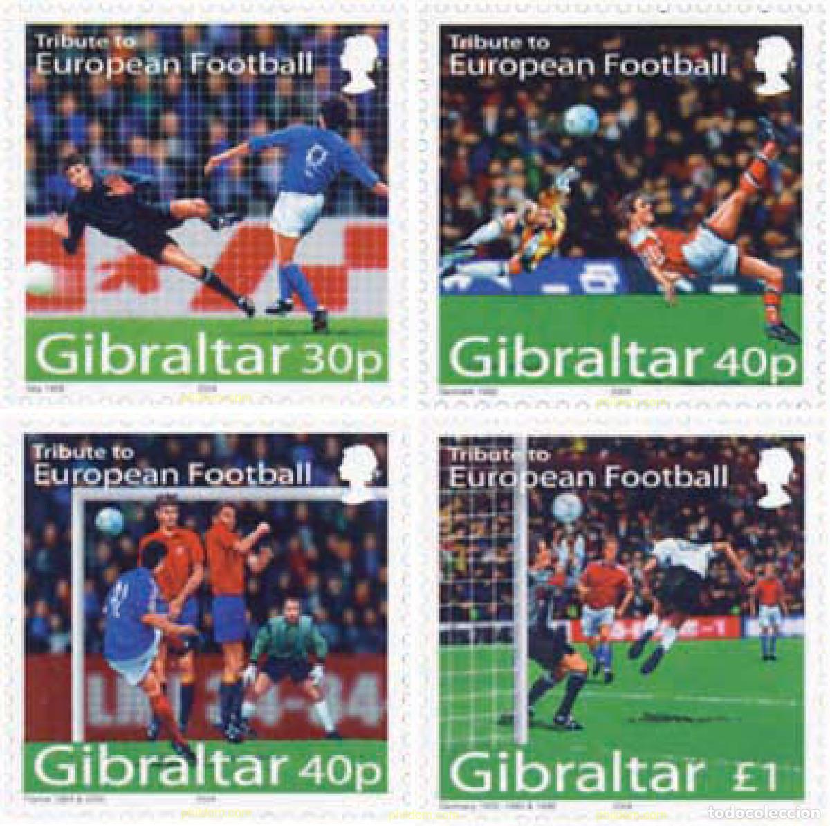 Sellos: 139008 MNH GIBRALTAR 2004 HOMENAJE AL FUTBOL EUROPEO