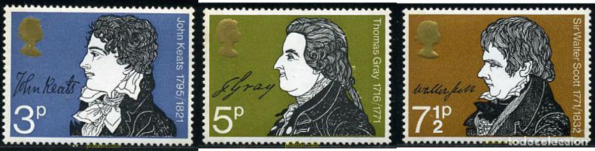 Sellos: 142097 MNH GRAN BRETA&Ntilde;A 1971 ANIVERSARIOS DE ESCRITORES