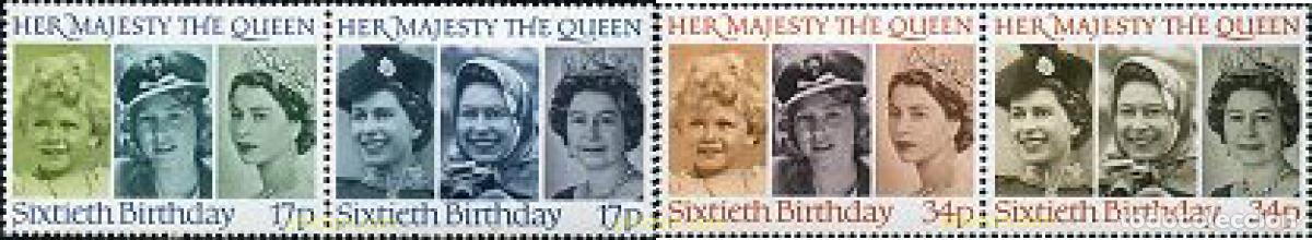 Sellos: 142359 MNH GRAN BRETA&Ntilde;A 1986 60 ANIVERSARIO DE SM LA REINA ISABEL II