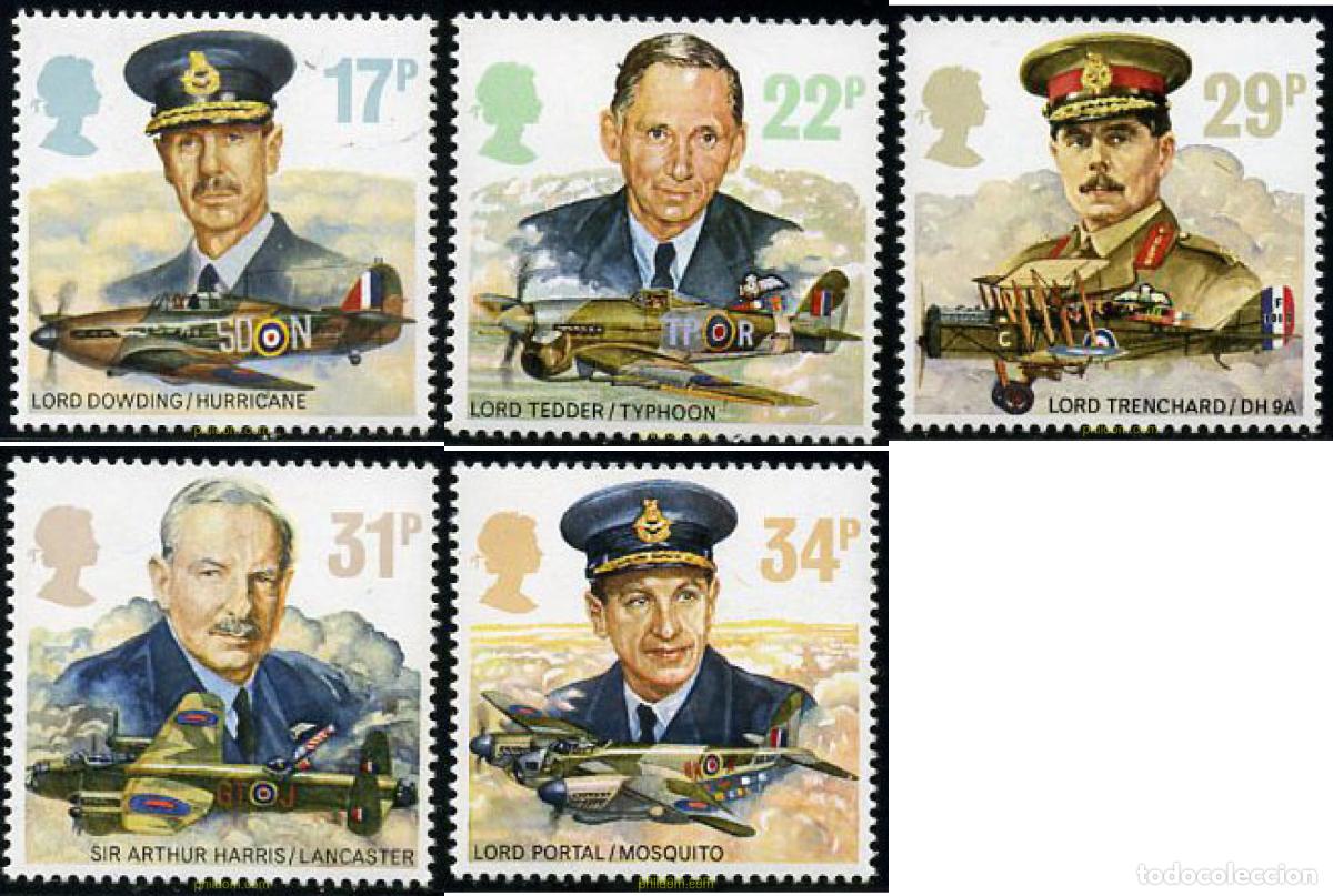 Sellos: 142364 MNH GRAN BRETA&Ntilde;A 1986 COMANDANTES Y AVIONES DE LA ROYAL AIR FORCE