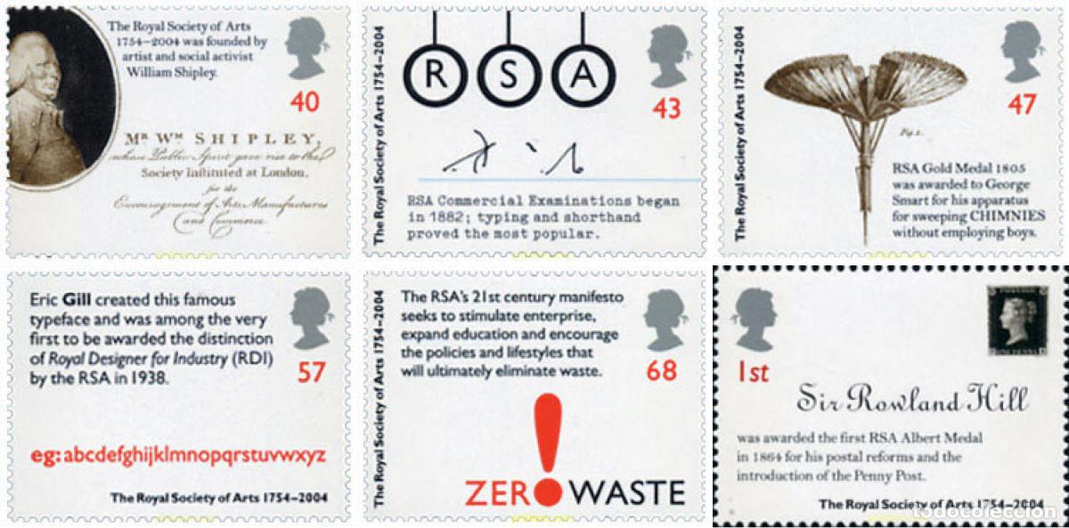 Sellos: 151764 MNH GRAN BRETA&Ntilde;A 2004 250 ANIVERSARIO DE LA SOCIEDAD REAL DE LAS ARTES