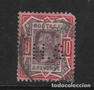Sellos: GRAN BRETA&Ntilde;A - CLASICO. Yvert n&ordm; 102 usado defectuoso. Taladrado