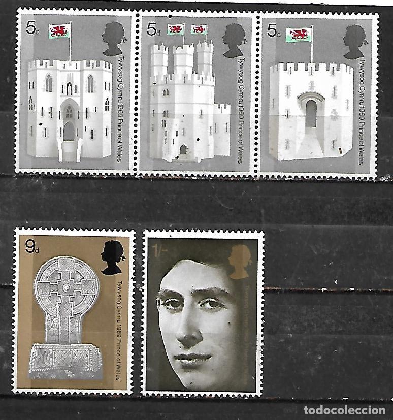 Sellos: 1969: Serie &rdquo;Investidura del pr&iacute;ncipe de Gales y castillo de Caernarfon&rdquo; (MNH**)