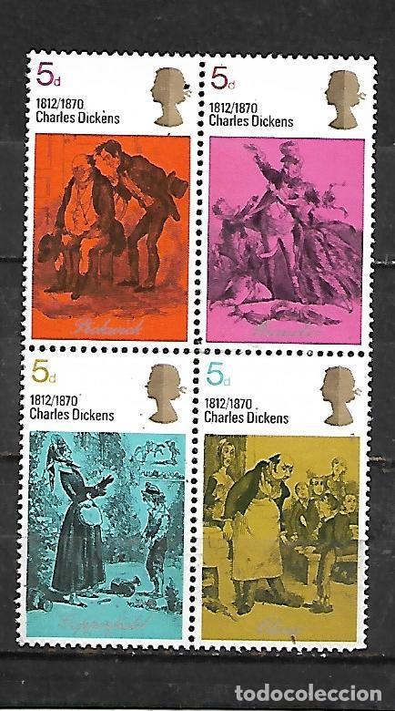 Sellos: 1970: Charles Dickens, 1812 - 1870 y William Wordsworth, 1770 - 1850 (MNH**)