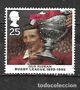 Sellos: 1995: Centenario de la liga de rugby - Gus Risman, 1911-1994 (usado)