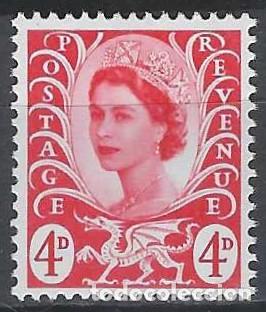 Sellos: REGIONALES DEFINITOS DE GALES 1969 - ISABEL II, 4P ROJO - MNH**