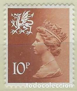 Sellos: REGIONALES DEFINITOS DE GALES 1980 - ISABEL II, 10P MARR&Oacute;N ANARANJADO, PERF- 15X14 - MNH**